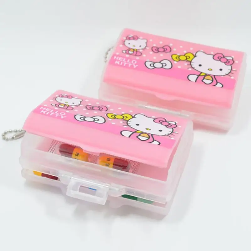 

Kawaii Sanrios Pill Packing Box Cute Hellow Kittys Cartoon Portable Mini Pill Packing Storage Box Accessories for Girls Gifts