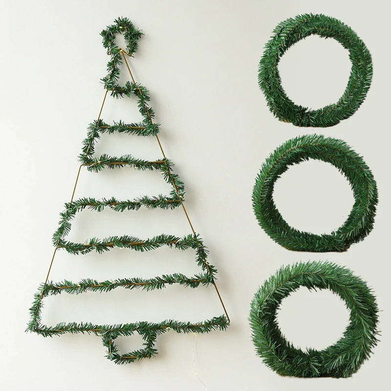 5.5M Christma Wreath Rattan Banner Artificial Pine Fir Wreath Garland Christma Tree Decor Tinsel Strip with Bowknot Party Suppli