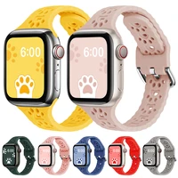 cat paw silicone strap for apple watch band 41mm 45mm 44mm 40mm 4238mm women breathable bracelet for iwatch series 7 6 5 4 3 se