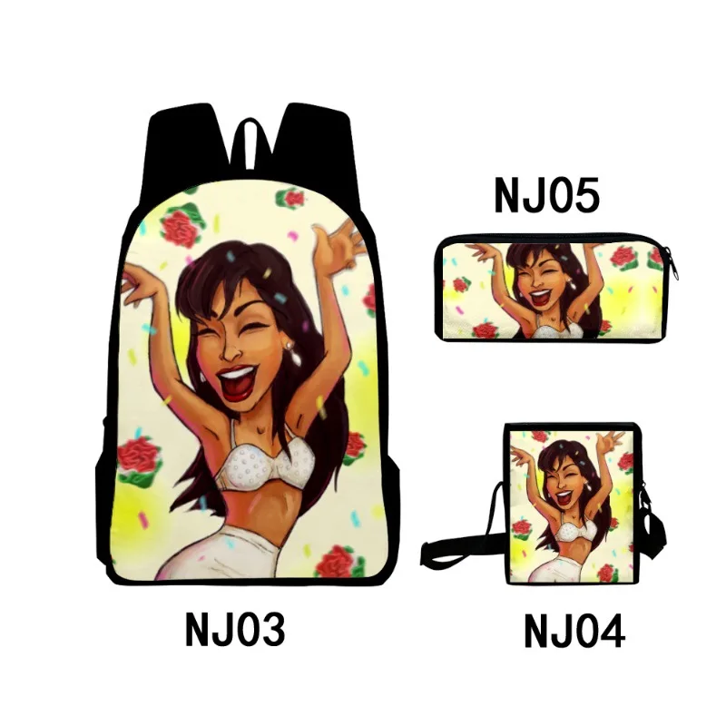 Фото Молодежный забавный рюкзак с 3D-принтом Selena Quintanilla, 3 шт./компл., студенческие дорожные сумки, рюкзак для ноутбука, рюкзак на каждый день, сумка через плечо, пенал №3