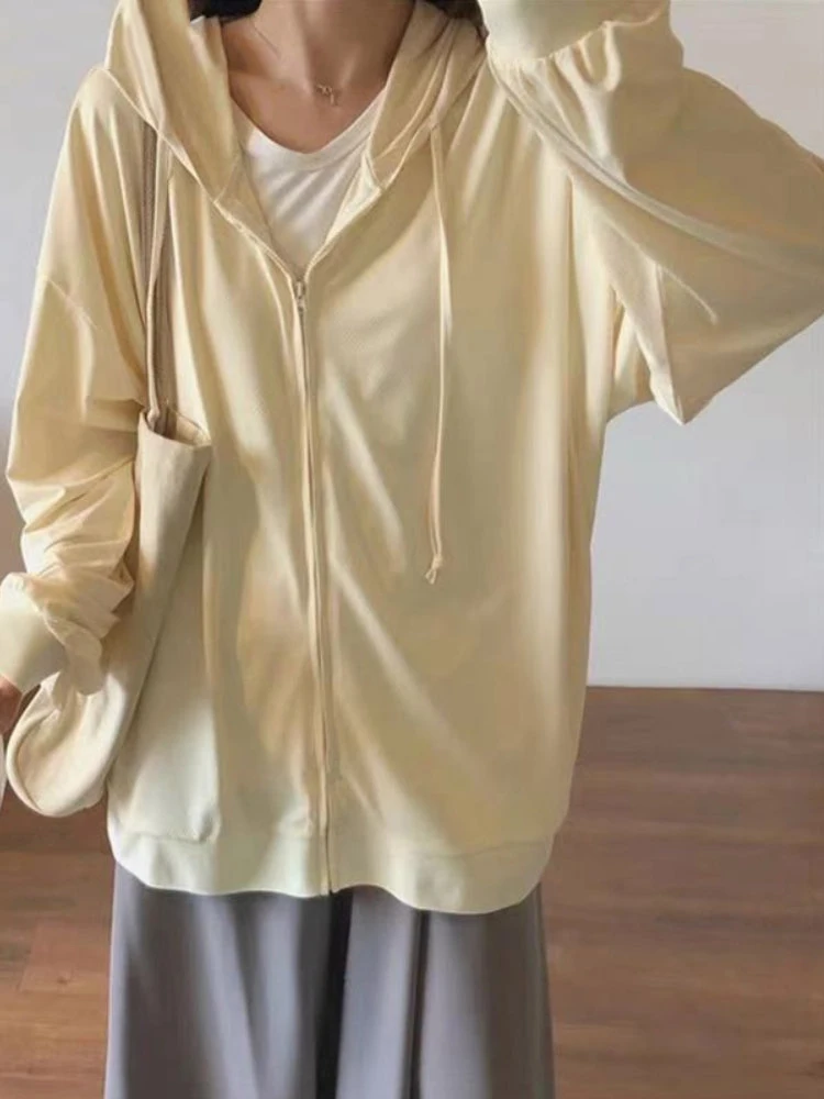 

Женский тонкий кардиган с защитой от солнца, свободная простая повседневная однотонная куртка, Y2k, лето 2023