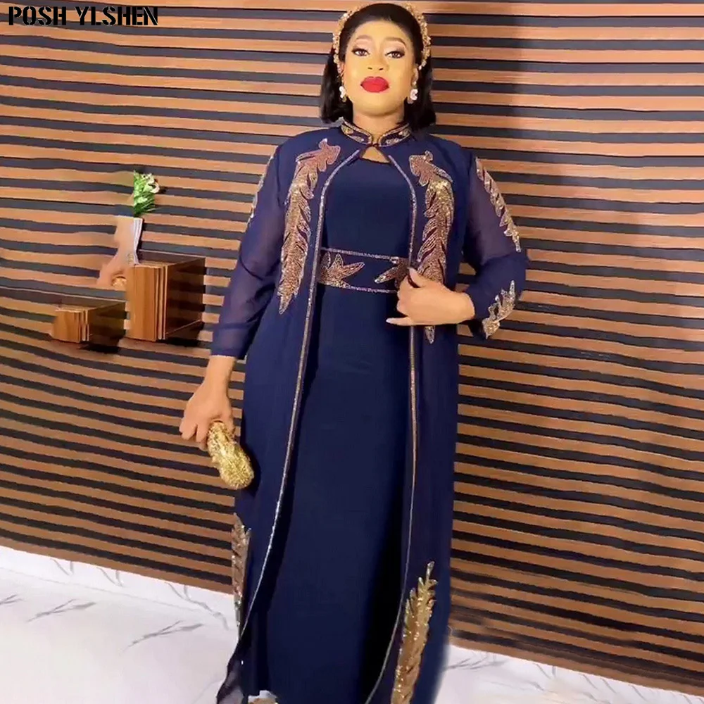 Two Piece Set Abaya African Dresses for Women 2023 Traditional Nigeria Hot Drill Caftan Dress Abaya Musulman Robe Femme Clothes