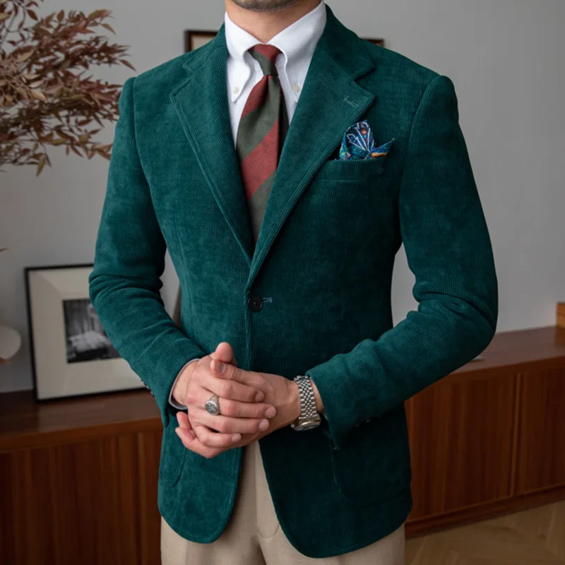 

Однобортное вельветовое женское повседневное пальто, облегающий джентльменский костюм с длинным рукавом, мужское платье