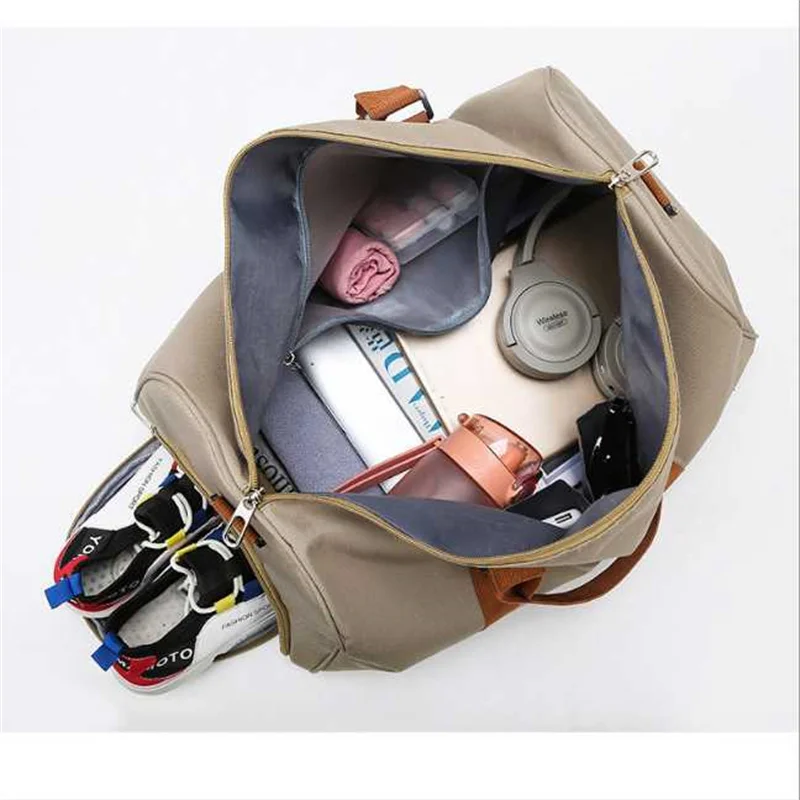 Outdoor Waterproof Nylon Sports Gym Bags Men Women Training Fitness Travel Handbag Yoga Mat Sport Bag With Shoes Compartment