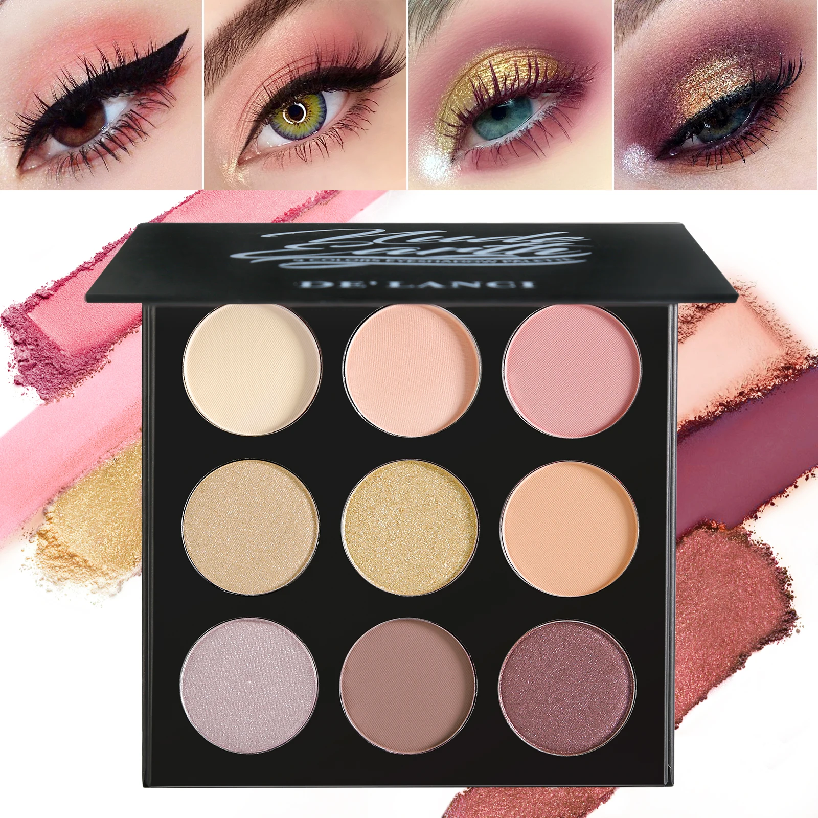 Нюдовые земляные тени для век блестящие матовые DE'LANCI коричневые макияжа