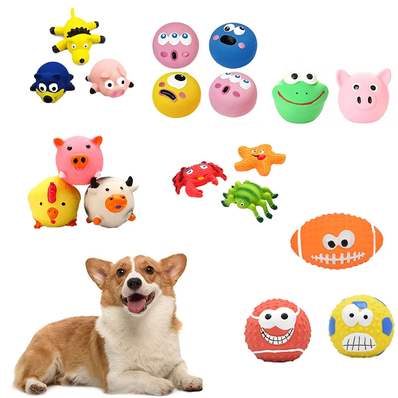 Dog Squeaky Rubber Toys Dog Latex Chew Toy Puppy Sound Toy Animal Bite Resistant Train Dog Supplies For Small Medium Large Dog