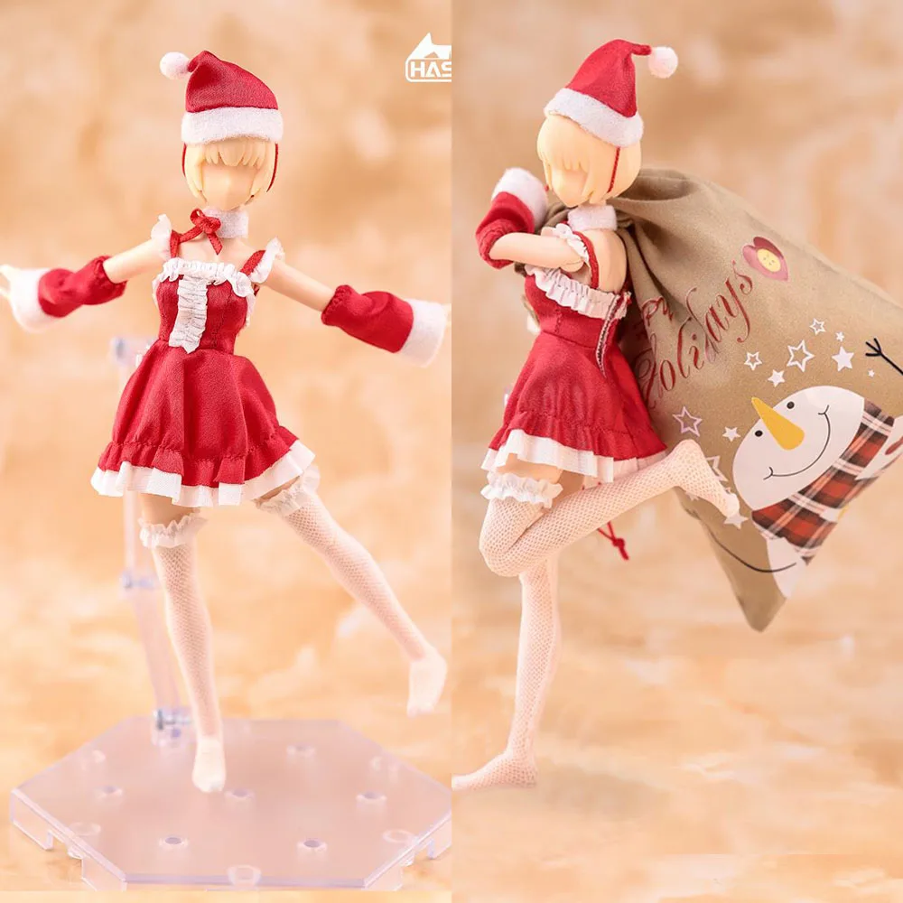 

HASUKI 1/12 CS003 Female Soldier Christmas Suit Red Dress Mesh Socks Clothes Bag Set for 6 inches Action Figure Body