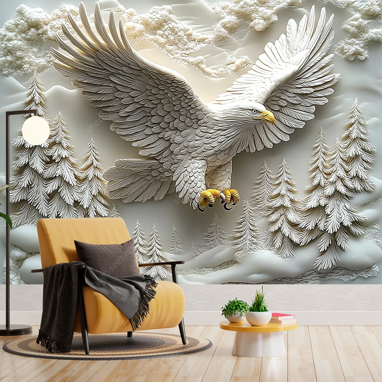 Majestic 3D Eagle Гобелен Реалистичная Летающая Птица Настенное Искусство для Гостиной