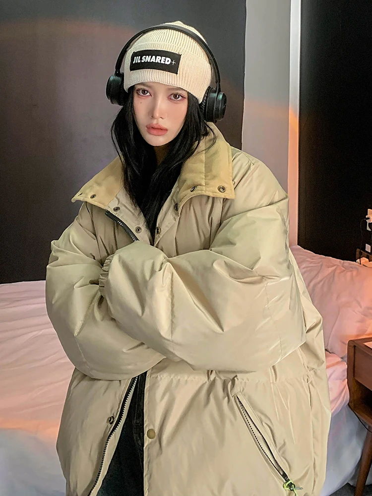 2024 зимняя женская винтажная куртка в стиле Харадзюку стеганая большого размера