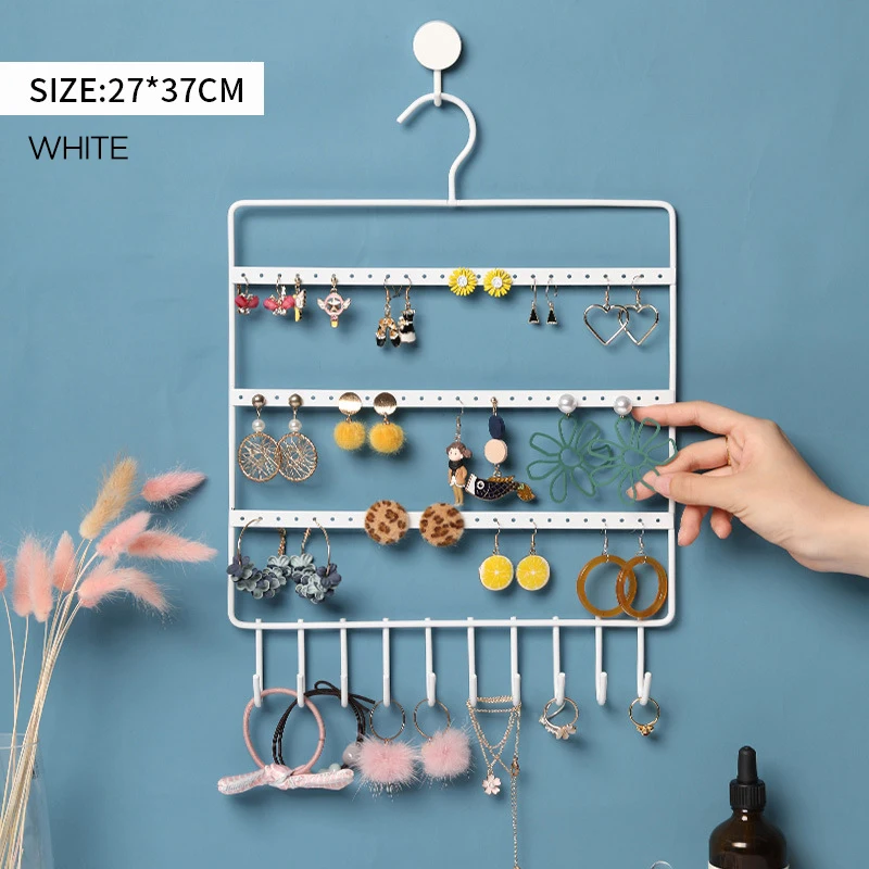 Wall Mounted Jewelry Earring Organizer Ornaments Organizer Necklace Ring Display Stand Bracelet Bracelet Pendant Storage Rack
