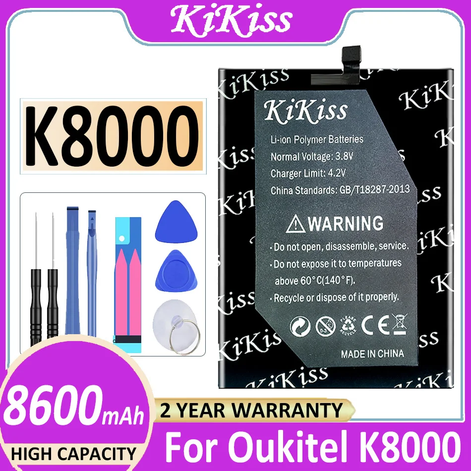 

Original KiKiss 8600mAh Replacement Battery For Oukitel K8000 High Quality Batteries Bateria With Tracking Number