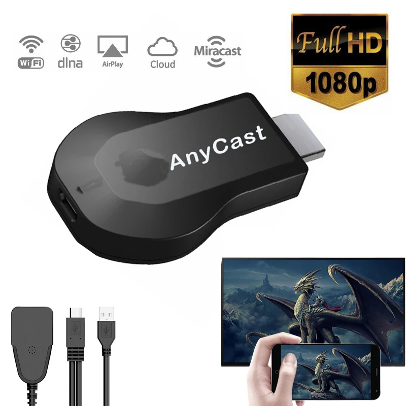 

ТВ-адаптер Anycast 1080P Full HD M4 Plus, беспроводной Wi-Fi-адаптер с DLNA Airplay Miracast для IOS, Android