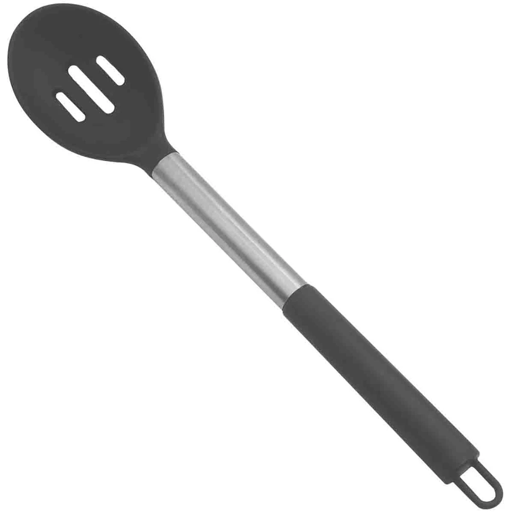 

Stainless Steel Handle Silicone Slotted Serving Spoon, Nonstick Mixing Spoon, Heat Resistant Up to 480°F