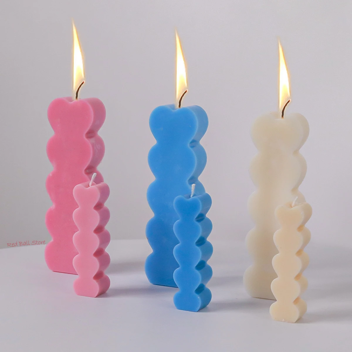 Силиконовая форма для свечи в форме сердца 5 полостей