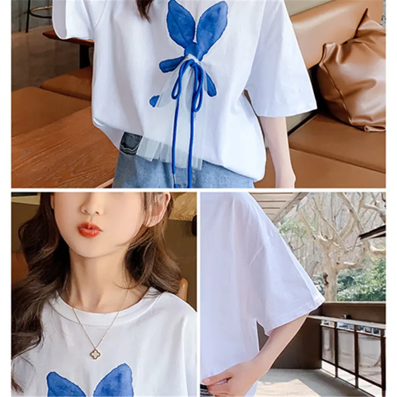 Girls Summer Fashion Clothes Set New Children's Wear Kids Loose Cotton T-shirt + Stylish Shorts Two Piece Suit For Teenager 5-14