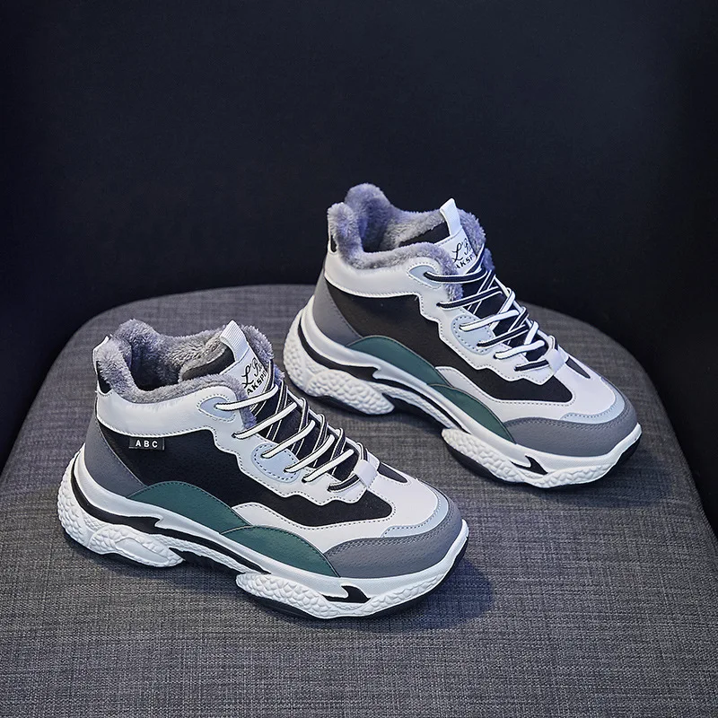 

Зимние кроссовки для женщин, теплая плюшевая удобная спортивная обувь на платформе для бега, роскошная дизайнерская Вулканизированная обу...