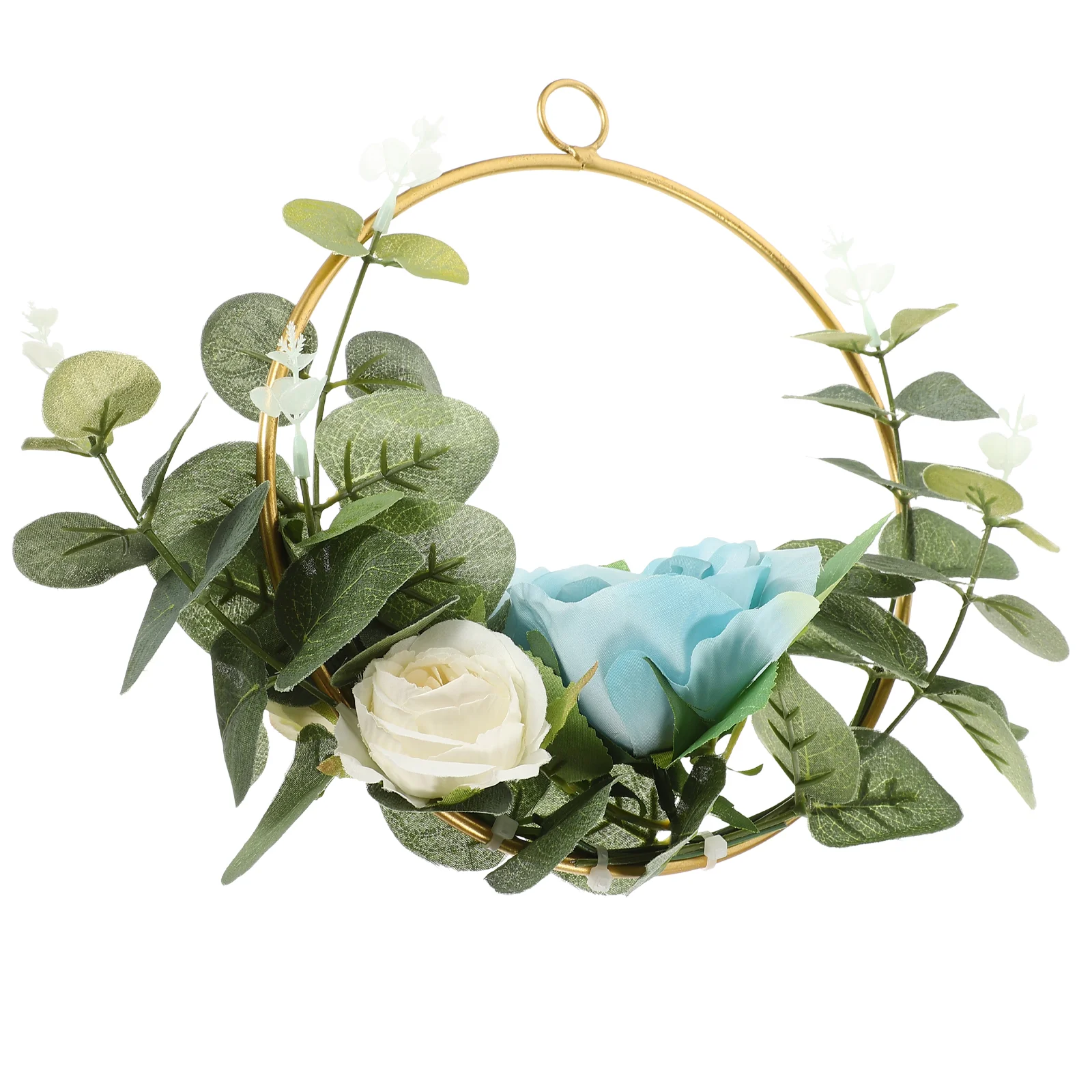 

Wreath Flower Hoop Door Garland Floral Hanging Artificial Leaves Spring Wall Decor Front Fake Wreaths Easter Metal Frame Flowers