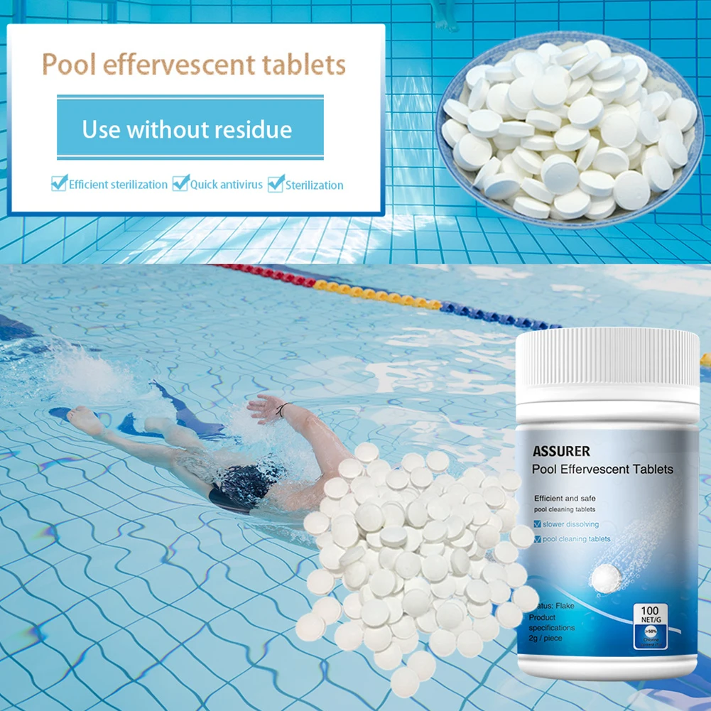 

Swimming Pool Cleaning Tablets Purify Water Disinfect Chlorine Pills Instant Effervescent Removal of Stains Toilet Cleaners