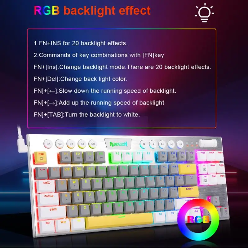REDRAGON Horus TKL K622 RGB Механическая игровая клавиатура 87 клавиш