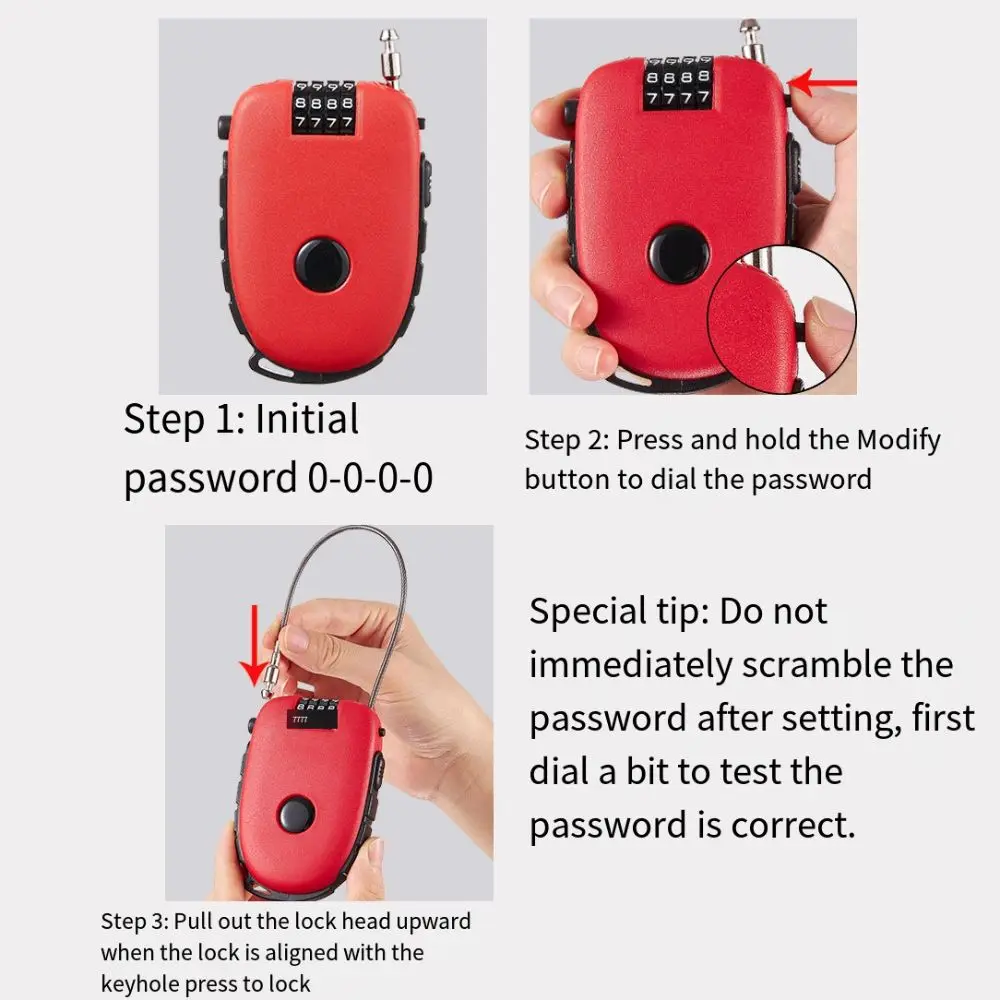 Противоугонный замок для мотоциклетного шлема 4-значный выдвижной навесной