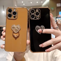 luxury bracket ring plating case for iphone 13 12 11 pro max xr xs max 8 7 plus se 2022 2020 13 12 mini soft silicone cute cover