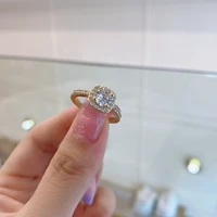 creative simple square cubic zircon rings for women couples korean fashion party jewelry adjustable wholesale making gift