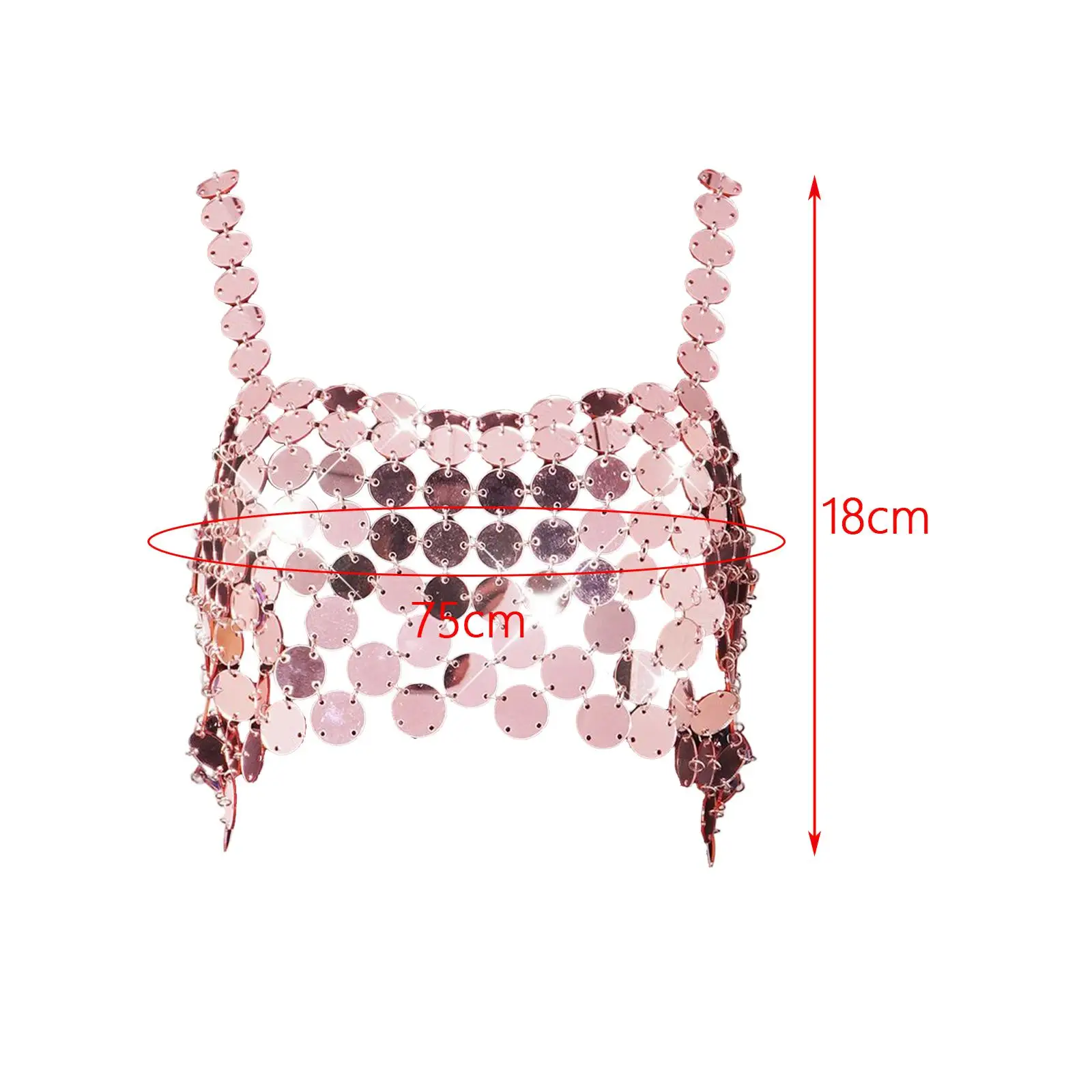 

Sequin Crop Top, Metal Chain Wear Halloween Rave Halter Bra Top, Bling Nightclub Fashion Backless Crop Top, Hollow Out Outfit