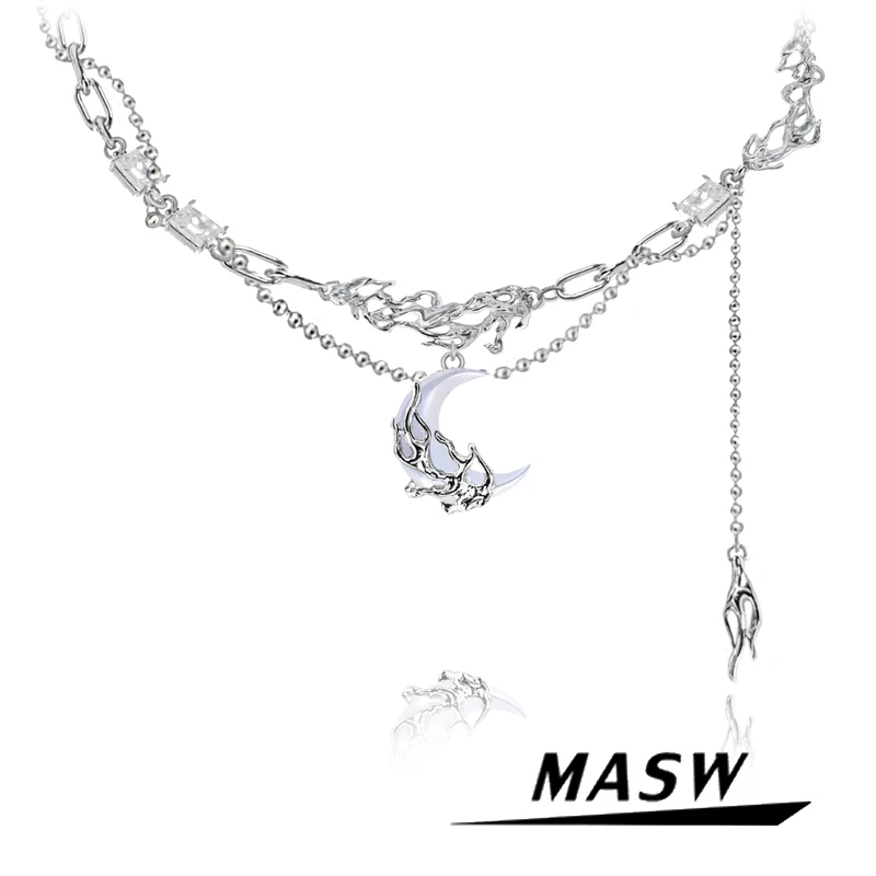 Ожерелье MASW в форме Луны с оригинальным дизайном Модное Новое современное