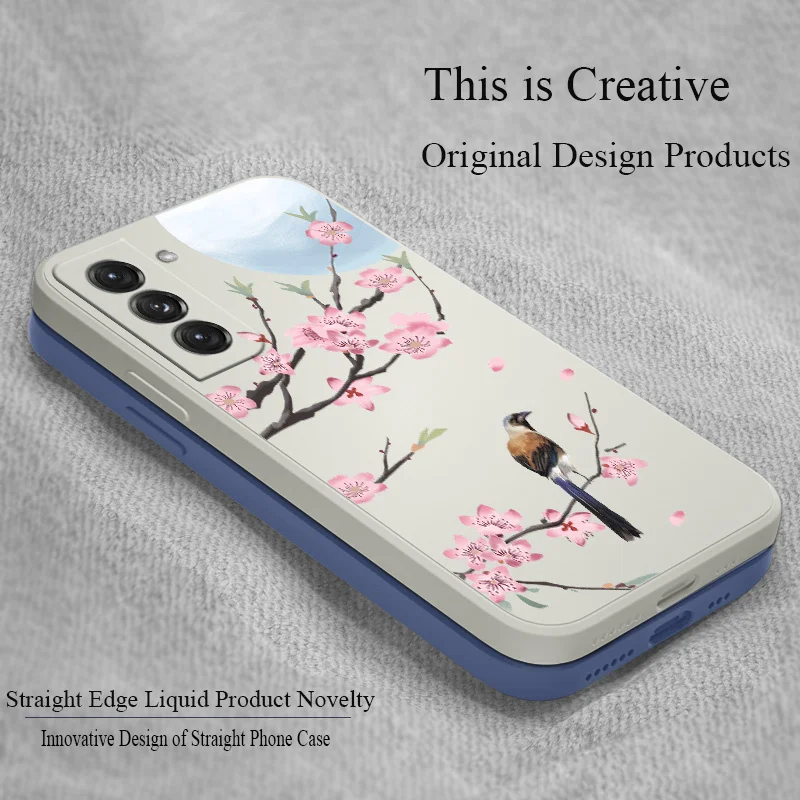 

Peach Blossom Case For Samsung Galaxy S21 S22 S20 FE S10 S9 Ultra Plus S10e Note 20 ultra 10 9 Plus Liquid Silicone Phone Cover
