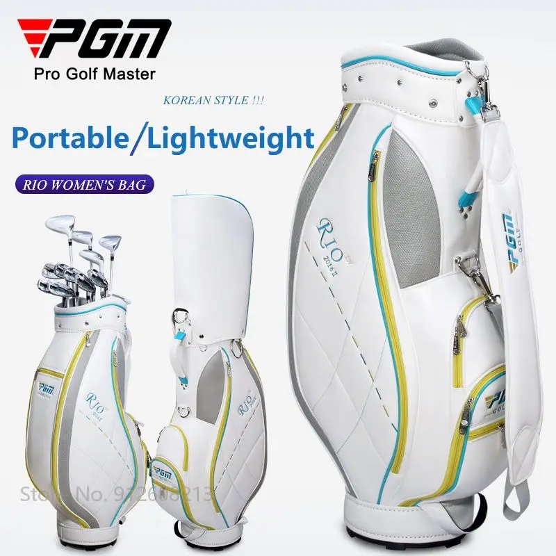 PGM Women Golf Standard Bag Ultra-light Golf Stand Bag PU Leather Korea Club Storage Package Ladies Embroidery Bags Big Capacity