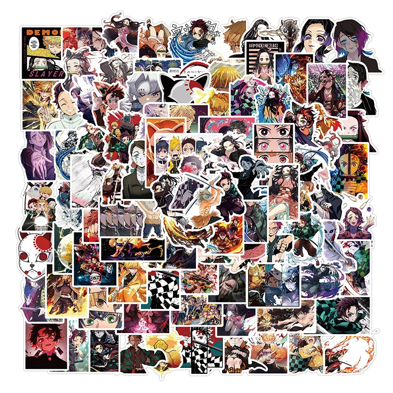 

100pcs Demon Slayer Unlimited Train Stickers Cartoon Anime Graffiti Laptop Luggage Motorcycle Waterproof Stickers Wholesale
