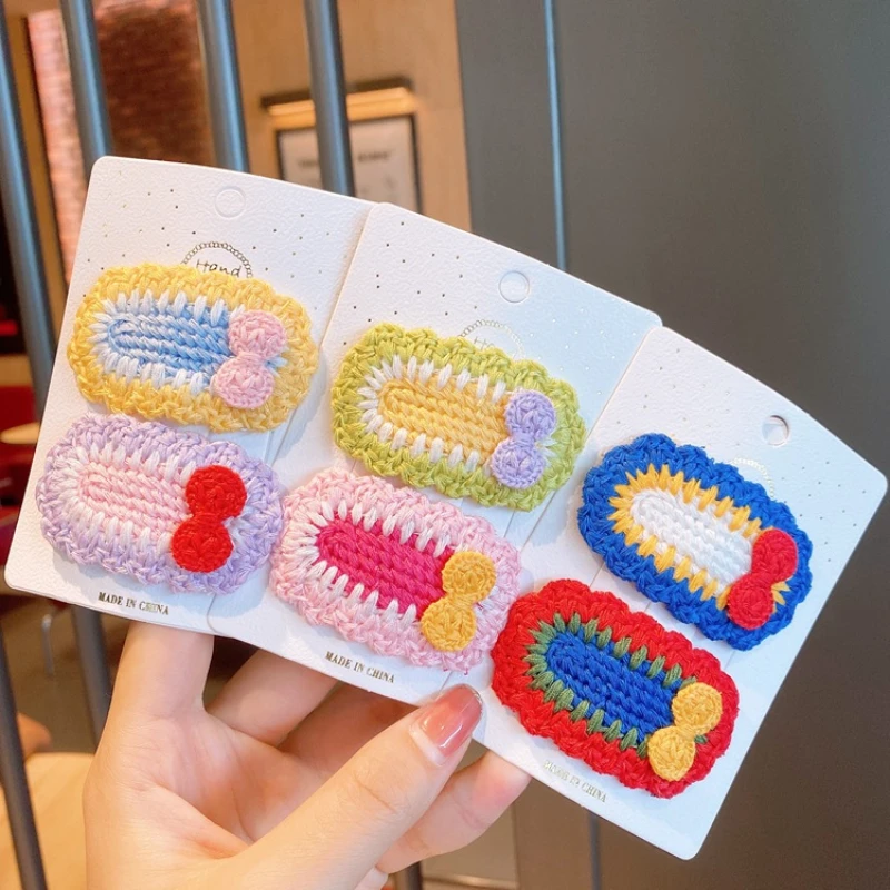 

Girls Cute Hair Clips Sweet Cartoon Barrette Wool Knitting Hairpin Headwear For Kids Women Girl Headdress Accessories Gifts