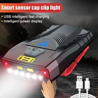 outdoor led intelligent sensor headlamp whitered light finger sensor hat clip light fishing lamp night head running torch