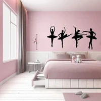 four ballerinas wall sticker vinyl ballet wall decals dance room decor design mural vinyl girls room decoration accessories s562