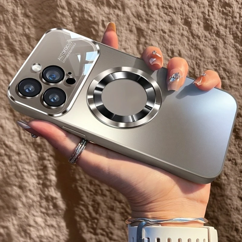 Модный Магнитный чехол из титанового сплава для телефона iPhone 15 14 Plus 13 12 11 Pro Max