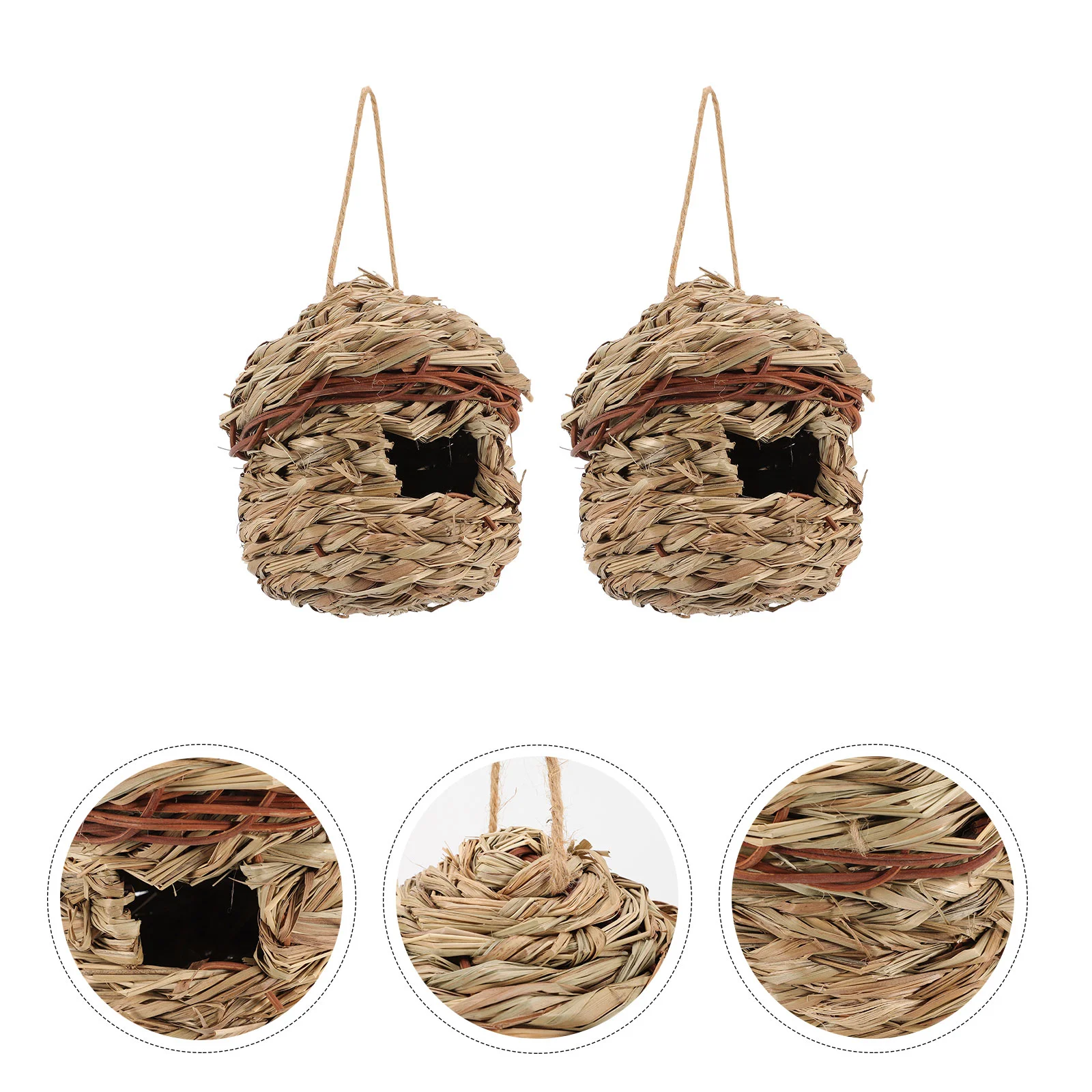 

2 Pcs Roosting Pockets Birds Hand Woven Home Outdoor House Hanging Cages Parakeet Nesting Box Aviary Pigeon Breeding