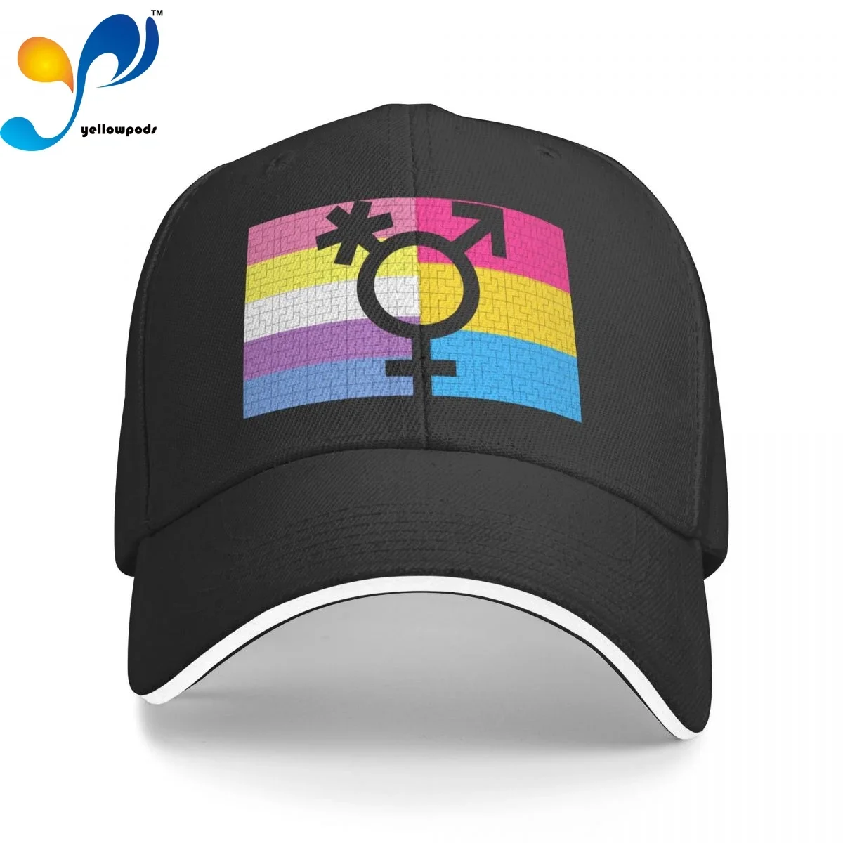 

Bigender Trans Pansexual Pride Flags Trucker Cap Snapback Hat for Men Baseball Mens Hats Caps for Logo