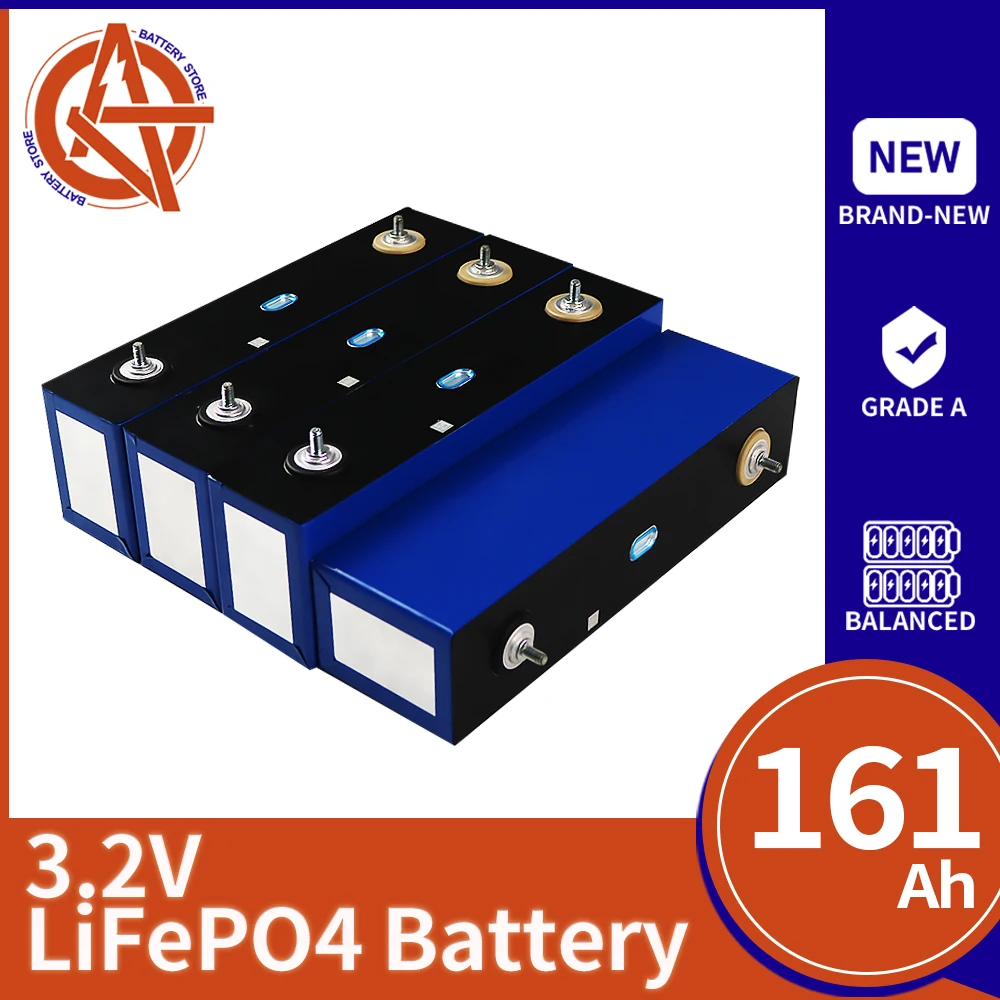 

Grade A 3.2V 161Ah Lifepo4 Battery 1/4/8/16/32PCS Lithium Iron Phosphate Cell 12V 24V 36V For RV Golf Cart Boat Yacht Forklift