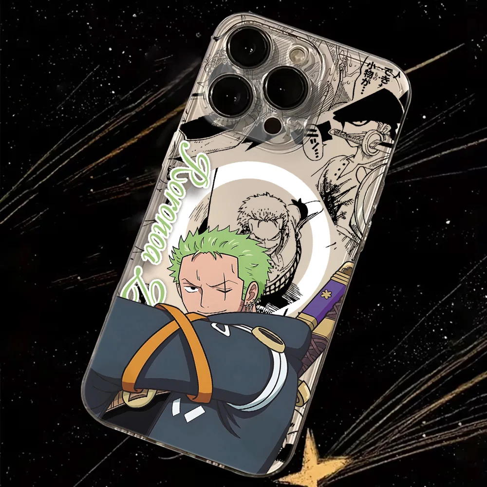 Фото Магнитный чехол для телефона с изображением Луффи из аниме One Piece для iPhone 17, 16, 15, 14, 13, 12, 11, 8, 7, Air, Plus, Pro, Max, X, XR, XS Max, мягкий прозрачный TPU №3