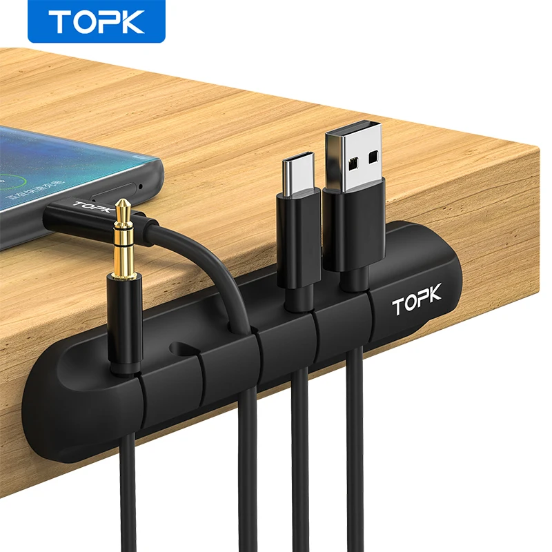 

TOPK L16 Cable Organizer Silicone USB Cable Winder Desktop Tidy Management Clips Cable Holder for Mouse Headphone Wire Organizer