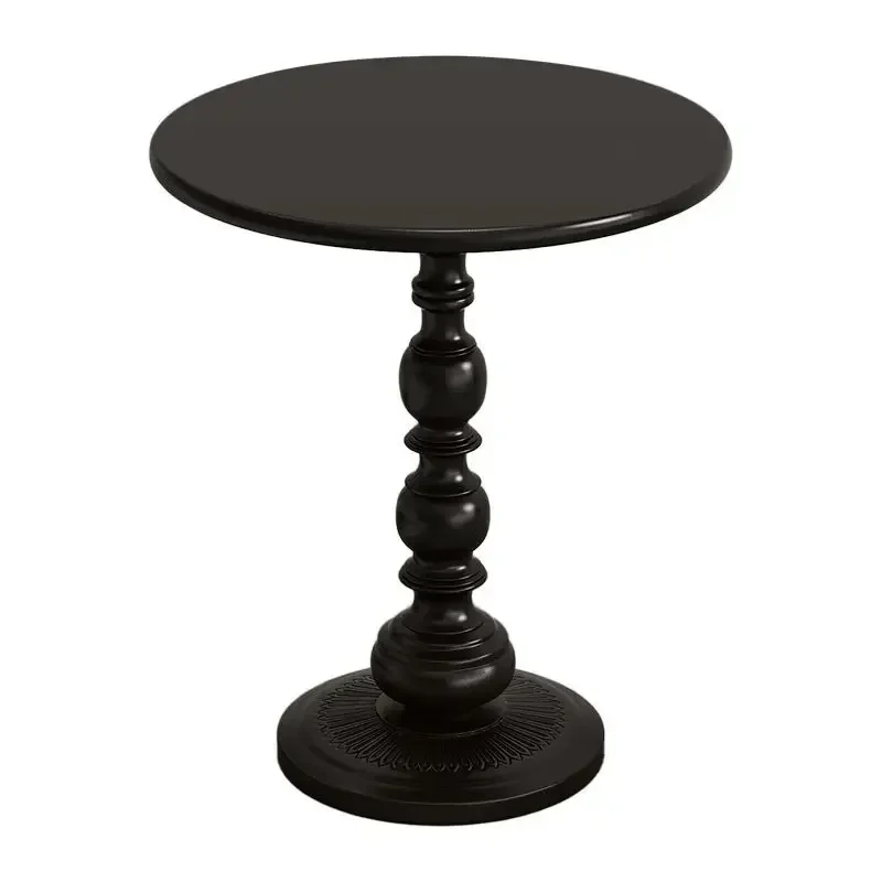 Круглый угловой столик из железа черный/белый |