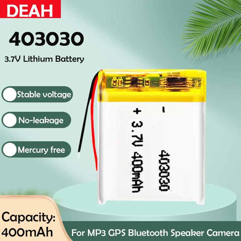 Перезаряжаемый литий-полимерный аккумулятор 1-2шт 3,7В 400мАч 403030 для MP3 MP4 PDA DVD GPS LED Light Smart Watch Bluetooth Headset.