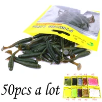50 pcsbag t tail silicone soft bait fishing artificial worms soft lures carp fishing accessories