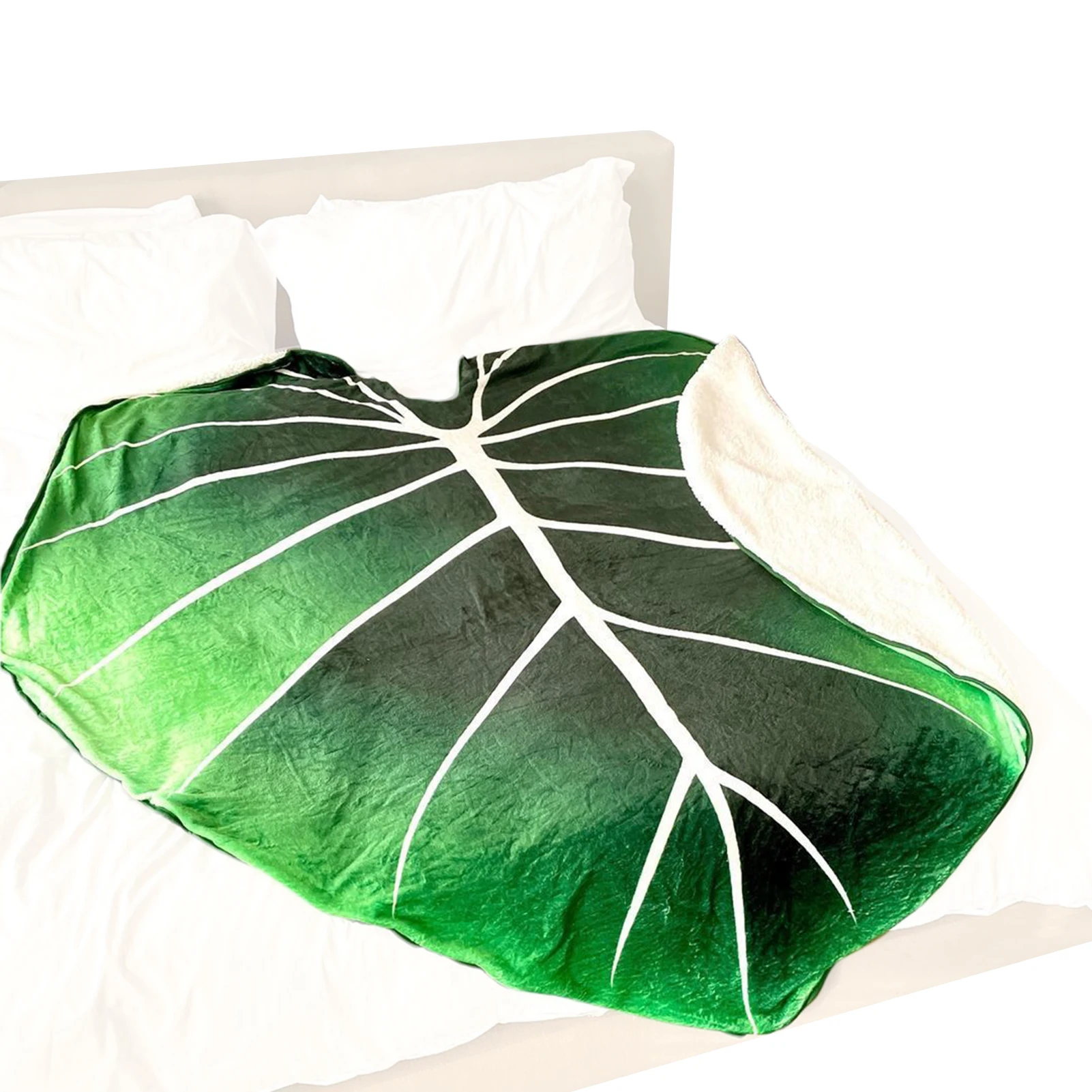 

Super Soft Giant Leaf Blanket 100x150cm/200x230cm Multi-Functional Flannel Green Leaf Blankets for Bed Sofa Reading Nook Bedroom