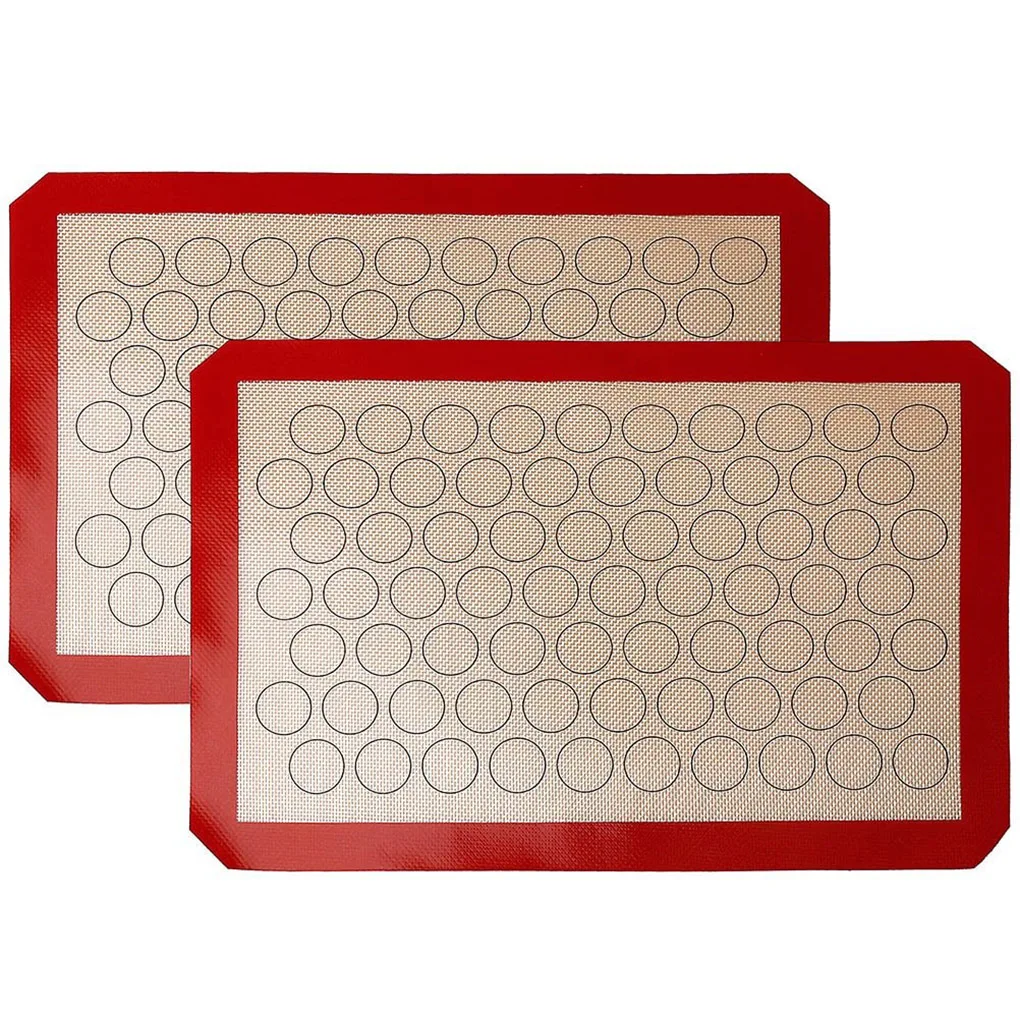 

2pcs Macaron Non-Stick Silicone Baking Mat Cookie Pad Rolling Dough Mat Baking Gadget Cake Bakeware Pastry Tools For Kitchen