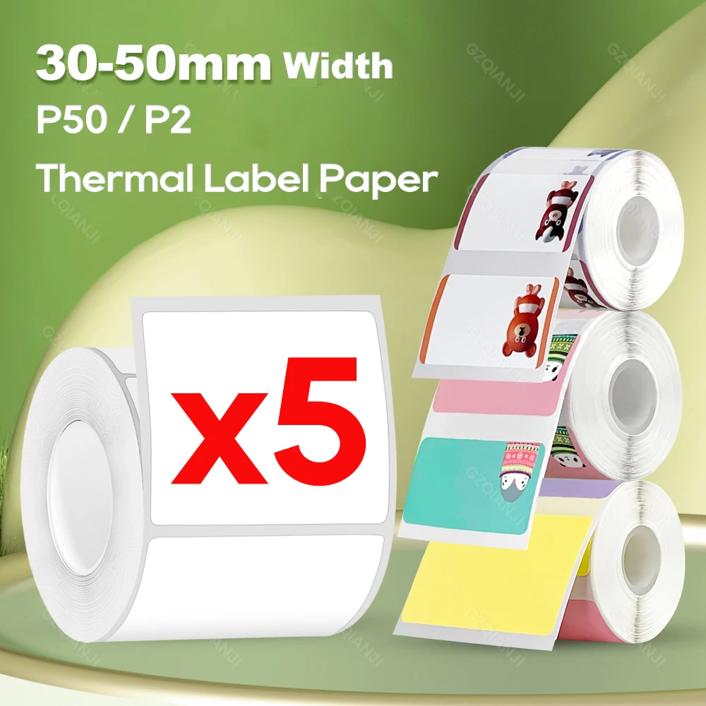 

5PK 20-58 мм этикеточная бумага прозрачная наклейка с именем водонепроницаемый мультяшный самоклеящийся P50 P2 нормальный Универсальный Термопринтер для этикеток