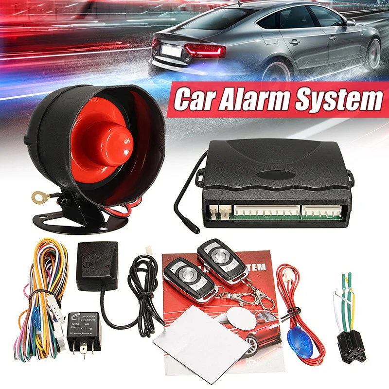 

Universal 1-Way Car Alarm Vehicle System Protection Security System Keyless Entry Siren + 2 Remote Control Burglar Alarm
