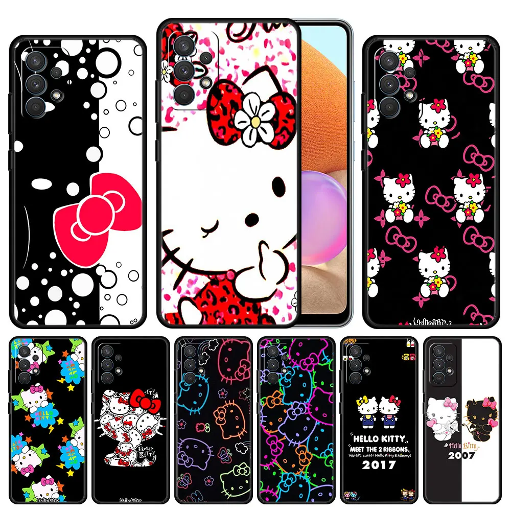 

Case Cover for Samsung Galaxy A02s A12 A21s A30 A50 A20 A11 A03 A23 A03s A01 Capinha Shockproof Bag Matte Hello Kitty Cat Dark