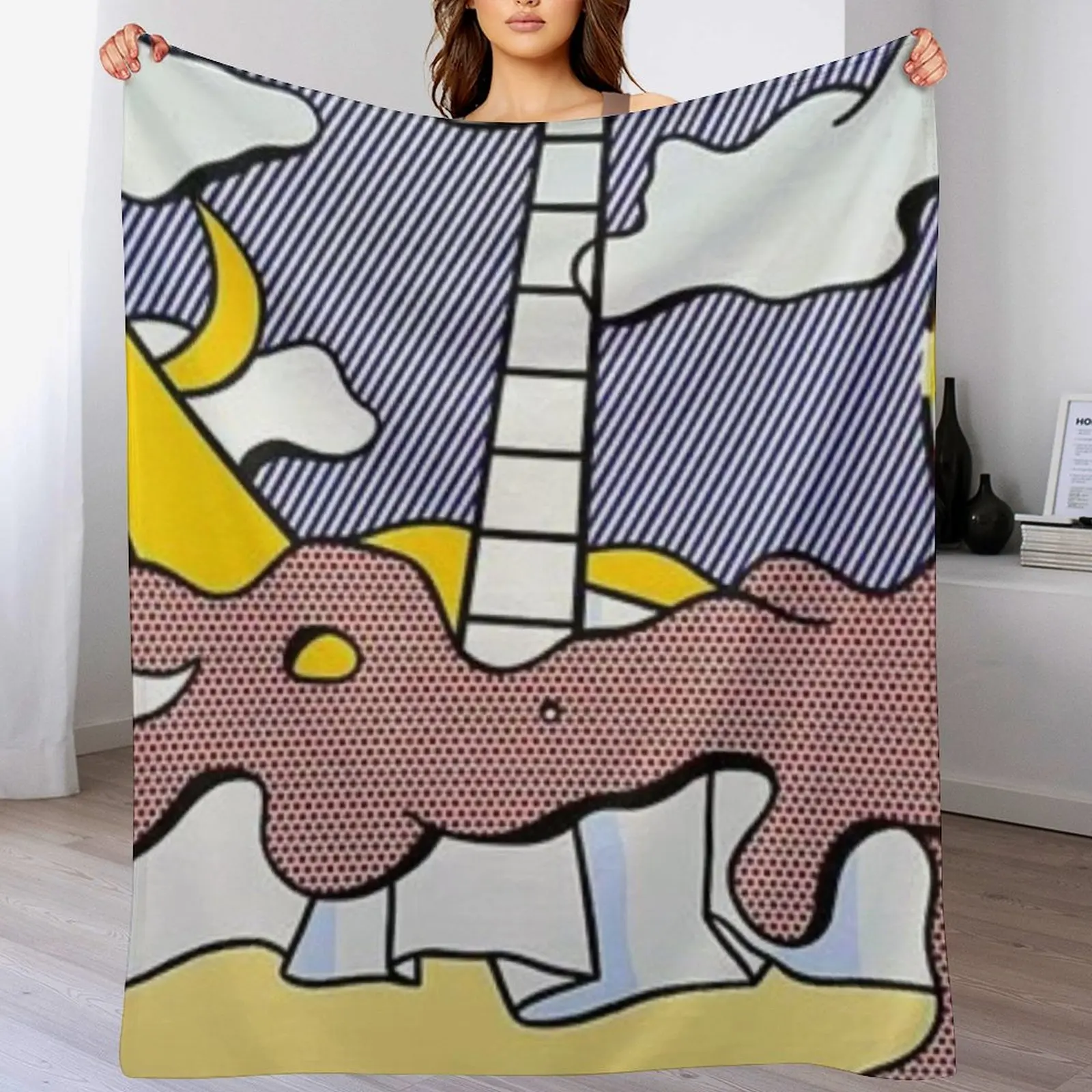 Одеяло телесного цвета на пляже by roy lichtenstein дорожные теплые зимние одеяла