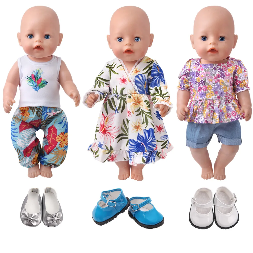 

Doll Clothes 18 Inch Doll Sports Suit Skirt + Shoes Fit 43Cm Reborn New Born Baby Doll OG Girl Doll Russia DIY Gift's Toy